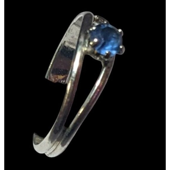 Casual Silver Tone Blue Stone Adjustable Ring Size 6 1/2 - Picture 3 of 13